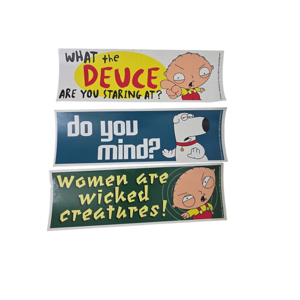 Set of 3 Family Guy Bumper Sticker Brian Stewie Evil Monkey